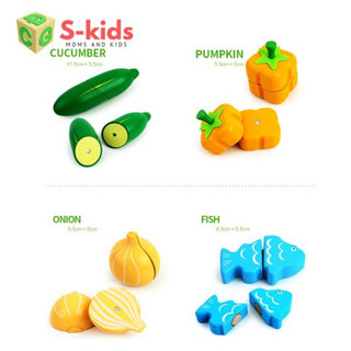 Bộ Chơi Nấu Ăn Cắt Trái Cây Rau Củ Bằng Gỗ - Đồ Chơi Học Tập Cho Trẻ Em - Thương Hiệu POPITOYS