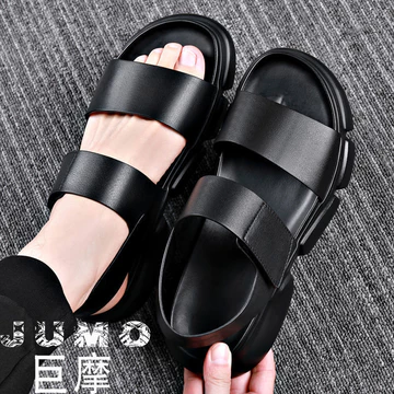Dép sandal nam mùa hè mới đế dày tăng chiều cao, thoáng khí, chống trượt, sandal da thật, sandal ngoài trời kiểu La Mã