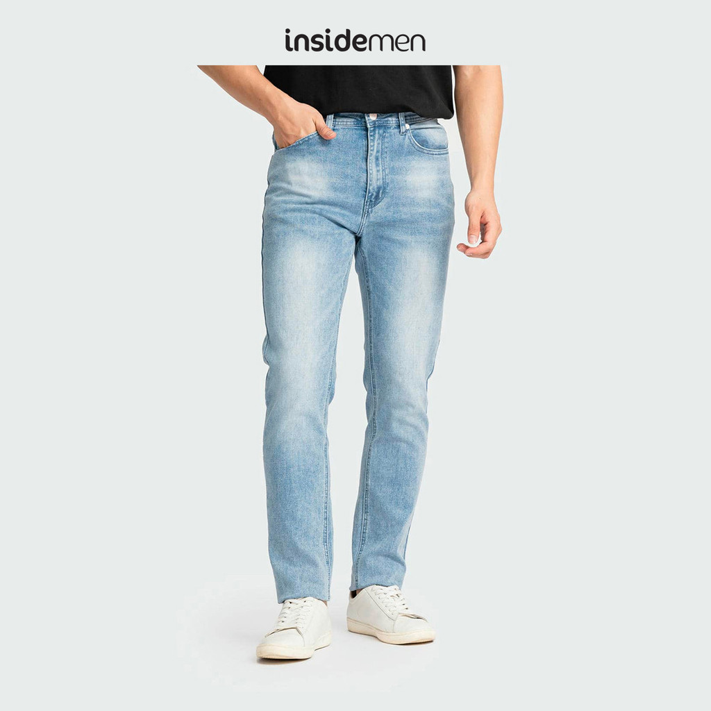 Quần jeans slim fit INSIDEMEN mẫu mới 2024 phong cách trẻ trung, năng động IJN0400Z