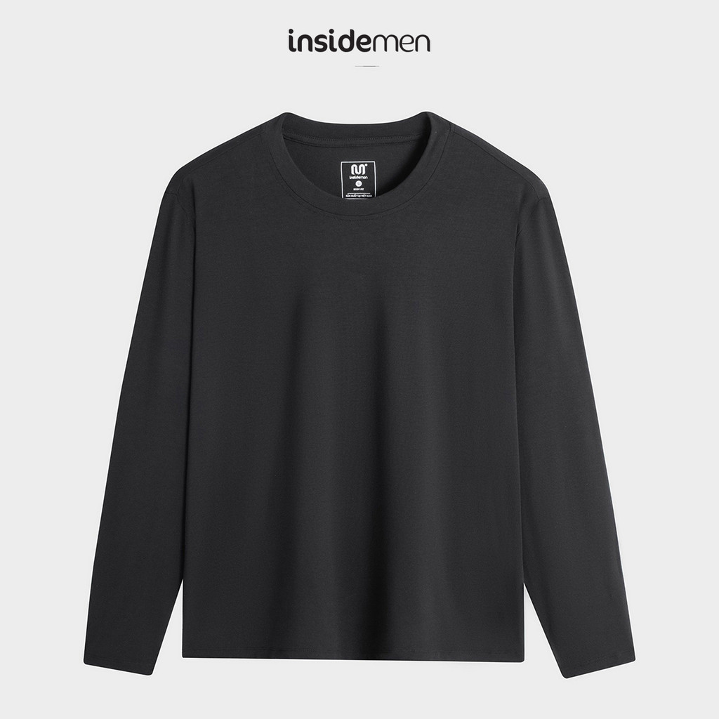 INSIDEMEN Áo Giữ Nhiệt Dài Tay Nam Thiết Kế Cổ Tròn Bo Rib Form Body Fit ILT019BZ