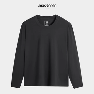 INSIDEMEN Áo Giữ Nhiệt Dài Tay Nam Thiết Kế Cổ Tròn Bo Rib Form Body Fit ILT019BZ