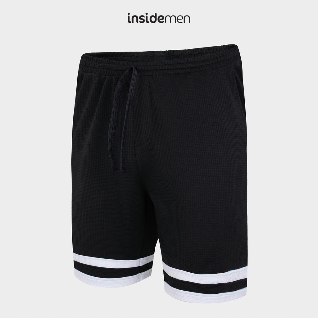 Quần Short Nam INSIDEMEN Thun Kẻ Sọc Thoáng Mát Thể Thao ISO036S3