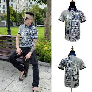 Áo Polo Nam họa tiết 3D in độc đáo, chất liệu cotton gai thoáng mát, phong cách menswear cổ điển.