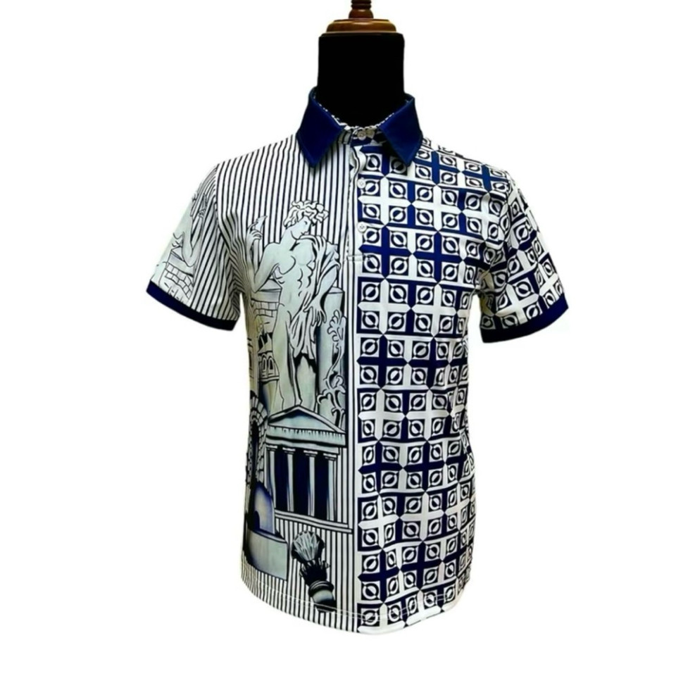 Áo Polo Nam họa tiết 3D in độc đáo, chất liệu cotton gai thoáng mát, phong cách menswear cổ điển.