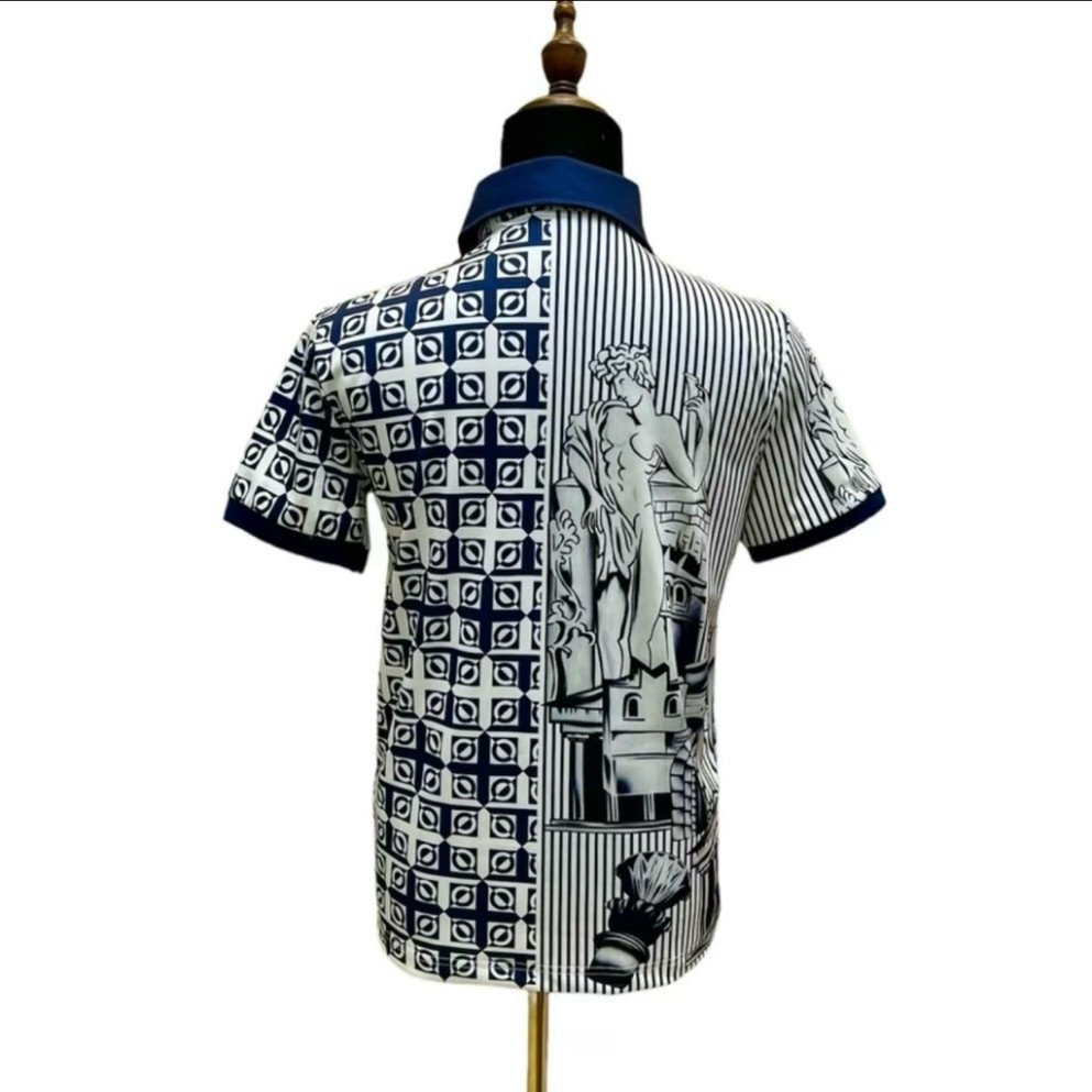 Áo Polo Nam họa tiết 3D in độc đáo, chất liệu cotton gai thoáng mát, phong cách menswear cổ điển.
