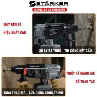 Thân Máy Khoan Bê Tông Dùng Pin STARKER SK-26-HM5025GR - Pin Phổ Thông Makita - Hàng Cao Cấp - Bảo Hành Chính Hãng