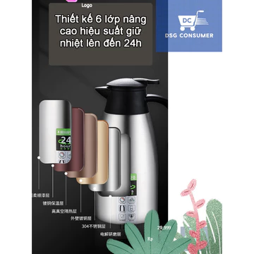 Bình nước giữ nhiệt 2 lít inox 304 Europan, bình ủ trà, ấm ủ, phích giữ nhiệt, bình giữ nhiệt cỡ lớn, ấm giữ nhiệt [DSG]