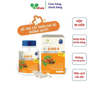 Viên uống tiểu đường Everyday health NZ-Gluco B giúp giảm đường huyết ngăn nguy cơ biến chứng tiểu đường hộp 30 viên