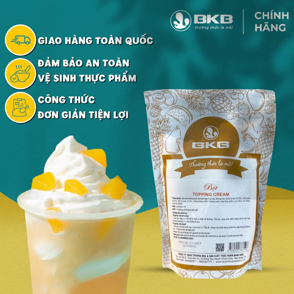 Bột Topping cream tạo lớp kem nền đồ uống gói 500g BKB - Thay thế hoàn ...