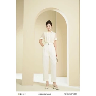 Quần baggy sợi kem cạp V thiết kế Elise FF2406251BPWOCR