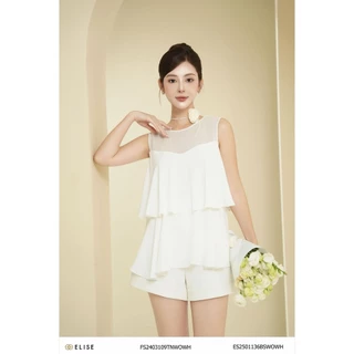 Áo trắng phối chiffon SN bèo tầng thiết kế Elise FS2403109TNWOWH