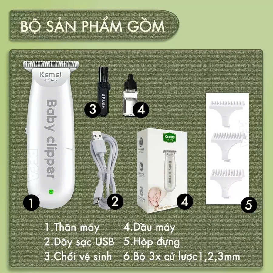 [Quà Tặng Miếng Dán Xung Điện] khi mua Tông Đơ Cắt Tóc Trẻ Em