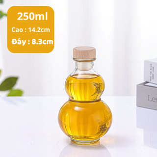 Bình Nước Hồ Lô Thuỷ Tinh Dung Tích 250ml 500ml 1000ml Bình Đựng Nước Cổ Trang An Toàn Life Plus - BN07