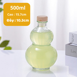 Bình Nước Hồ Lô Thuỷ Tinh Dung Tích 250ml 500ml 1000ml Bình Đựng Nước Cổ Trang An Toàn Life Plus - BN07