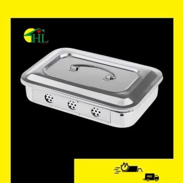 Hộp đựng dụng cụ y tế chất liệu Inox: Hộp Sản có lỗ, hộp sản không lỗ, hộp hấp dụng cụ hộp trung, hộp tiểu