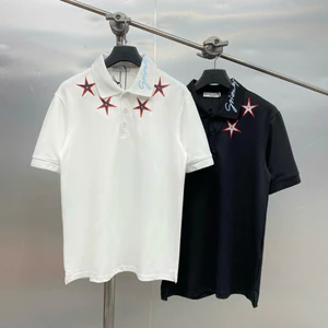 Áo polo nam nữ cổ bẻ cotton gai thêu hình ngôi sao đỏ ngực phối cổ dệt chữ kí cao cấp boy phố PL142P New 2025