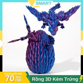 Mô Hình Rồng In 3D Kèm Trứng Rồng Nhiều Màu Khớp Nối Chuyển Động Ngói - DC14