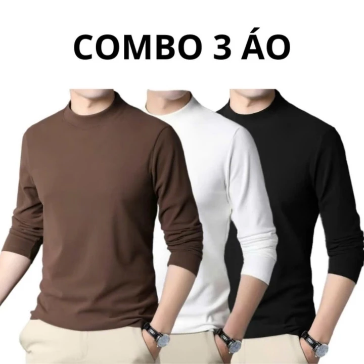 {Combom 3 } Áo Giữ Nhiệt Lót Nỉ Nam Leehuky Áo Thun Nam Tay Dài Có Cổ Cao Cotton Thu Đông Giữ Ấm - M15