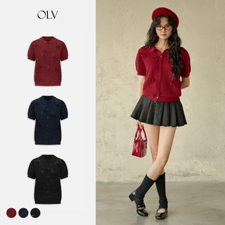 Áo kiểu OLV dệt kim cổ polo đính nơ Micha nhiều màu trẻ trung phù hợp mọi dịp