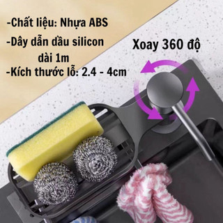 Bộ Vòi Bơm Nước Rửa Chén Kèm Giá Để Đồ Gắn Bồn Rửa Nhựa ABS Kèm Ống Dẫn Silicon 120cm NGÓI HOME - VS03