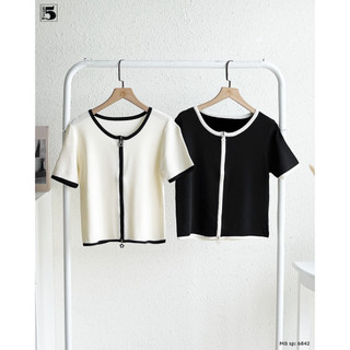 Áo phông nữ basic cổ tròn tay ngắn phối viền màu thời trang Twentyfive Fashion - 6842