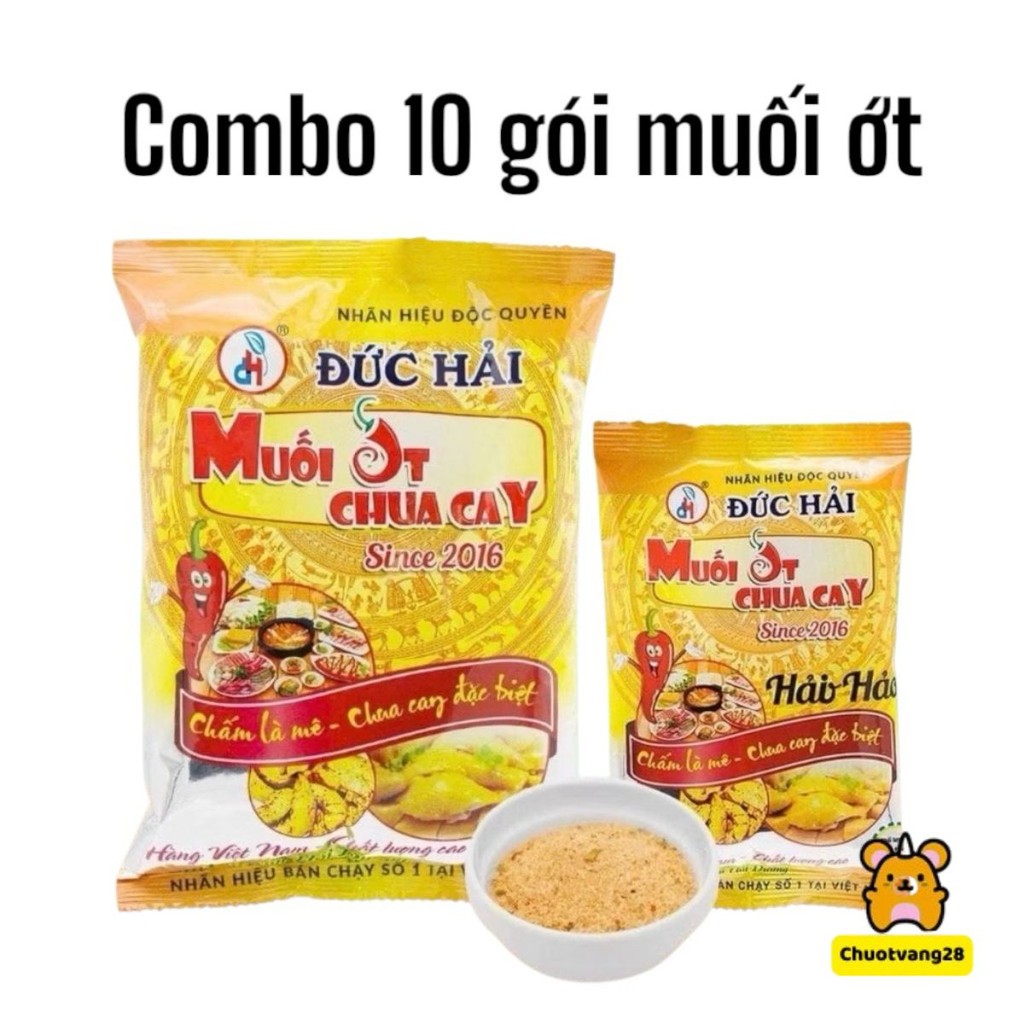 Combo 10 gói muối gia vị muối ớt chua cay Đức Hải chấm hoa quả làm gia vị lẩu thơm ngon gói 500g