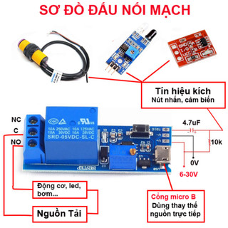 Mạch Relay Tạo Trễ 1 Kênh 5V - 30V IC 555