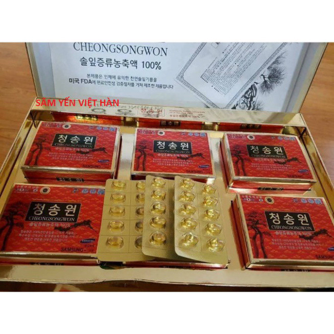 ```TINH DẦU CÂY THÔNG ĐỎ CHEONGSONGWON HÀN QUỐC HỘP CAM GỒM 180 VIÊN DƯỠNG THỂ TRONG SUỐT``` ( hàng mới về )