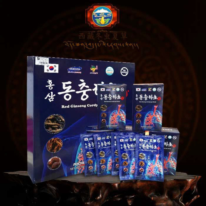 Nước Bổ Phổi Hàn Quốc - Hồng Sâm và Đông Trùng Hạ Thảo Hỗ Trợ Bổ Phổi Pocheon Hộp 30 Gói x 70ml