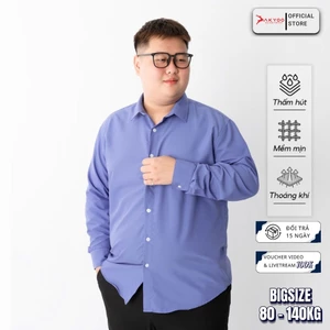Áo Sơ Mi Dài Tay Bigsize Nam 80-140kg AKYOO Cao Cấp, Không Bai Mờ, Không Gây Khó Chịu Khi Mặc  SM DT THAN-SM DT XANH A2