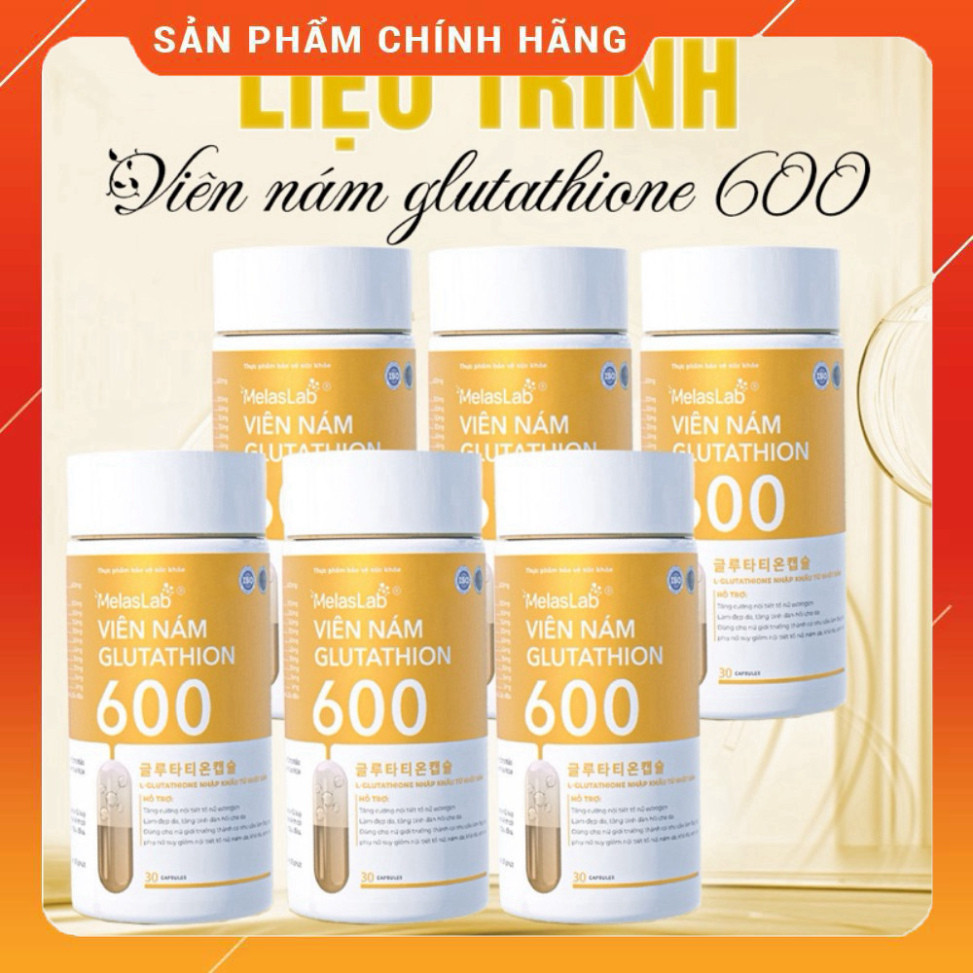 Viên Nám Glutathione 600 Melaslab Hộp 30v giúp trắng da, mờ nám, cải thiện nội tiết tố, làm đẹp da