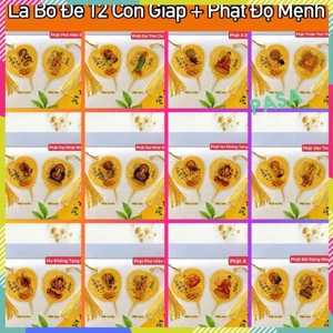 Lá bồ đề 2 mặt 12 con giáp và phật bản mệnh cao cấp, để ốp lưng điện thoại, treo xe ô tô