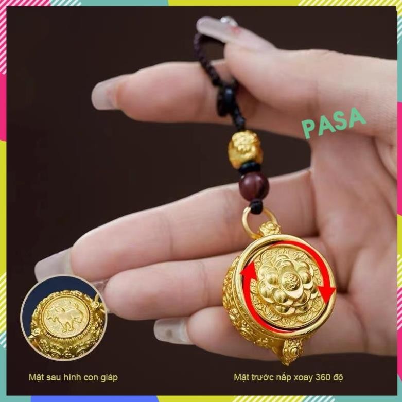 Móc Khóa Bát Tụ Bảo 4 Món 12 Con Giáp Chất Liệu Hợp Kim Xoay Được