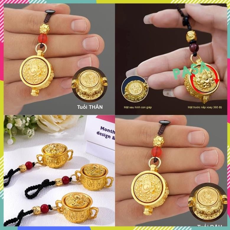 Móc Khóa Bát Tụ Bảo 4 Món 12 Con Giáp Chất Liệu Hợp Kim Xoay Được