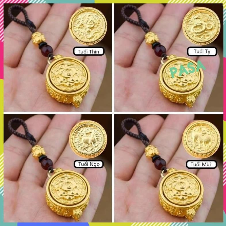 Móc Khóa Bát Tụ Bảo 4 Món 12 Con Giáp Chất Liệu Hợp Kim Xoay Được