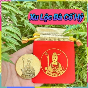 Đồng Xu Lộc Bà Cố Hỷ Mạ Vàng Kèm Túi Đỏ - ý nghĩa phong thuỷ may mắn - an cư lạc nghiệp