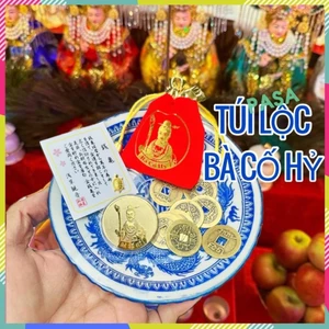 Trọn Bộ Túi Bà Cố Hỷ Làm Lộc , Kèm Túi Đỏ Tượng Bà Cố thích hợp xin làm kinh doanh mua bán