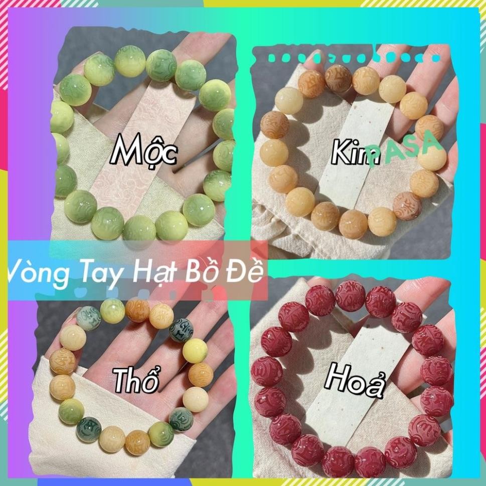 Vòng Tay Hạt Bồ Đề tự nhiên 12mm chạm khắc Lục Tự Đại Minh Chú bảo bìnnh an cát tường
