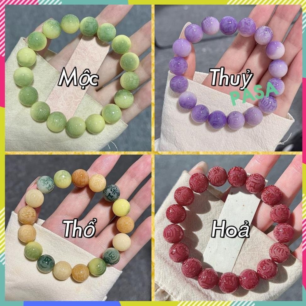 Vòng Tay Hạt Bồ Đề tự nhiên 12mm chạm khắc Lục Tự Đại Minh Chú bảo bìnnh an cát tường