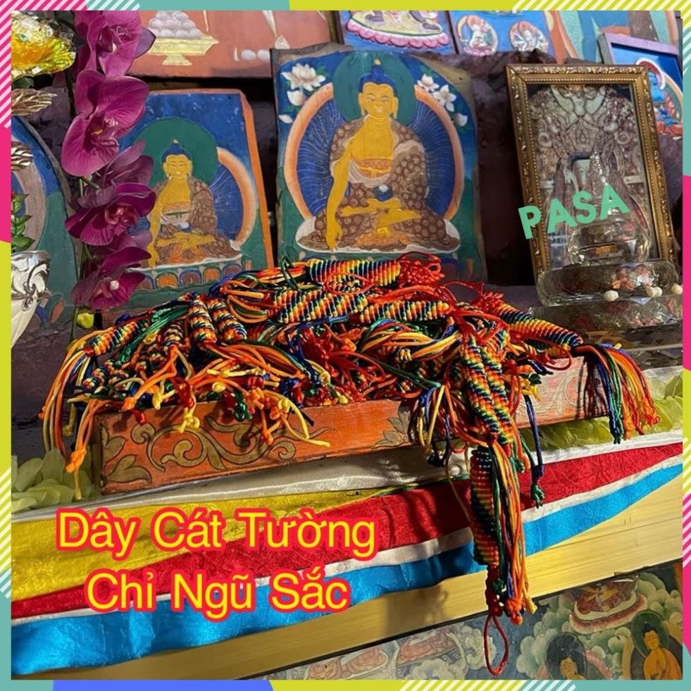 Dây treo chỉ ngũ sắc cát tường Tây Tạng treo xe túi xách bàn học Mật Tông