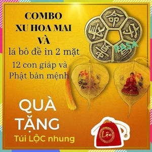 Đồng Xu Hoa Mai Phong Thủy + Lá bồ đề 12 con giáp Phật Bản Mệnh để ốp lưng điện thoại