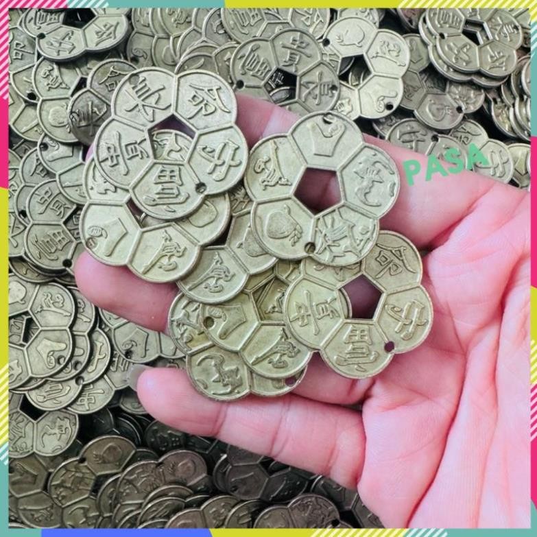 (Đã xin lộc) Đồng xu hoa mai Cổ 3cm phong thuỷ , sỉ số lượng lớn