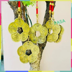 Móc Khoá Dây Treo Đồng Xu Hoa Mai Xinh Xắn , treo trang trí phong thủy , túi xách ...