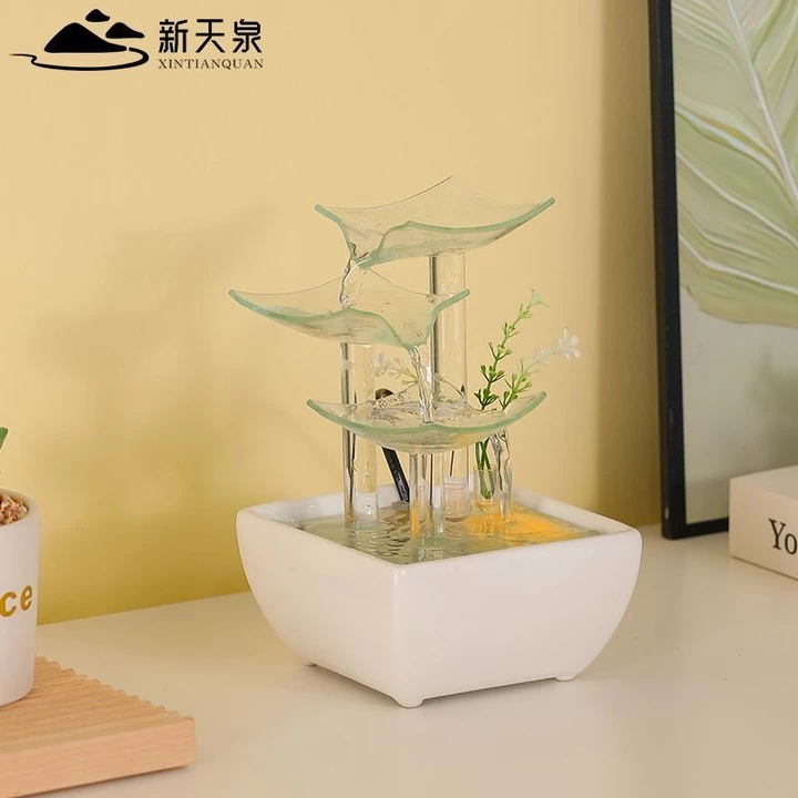 Đồ trang trí dòng nước thủy tinh sáng tạo, trang trí tủ TV phòng khách cao cấp, đồ trang trí bàn làm việc văn phòng, đồ