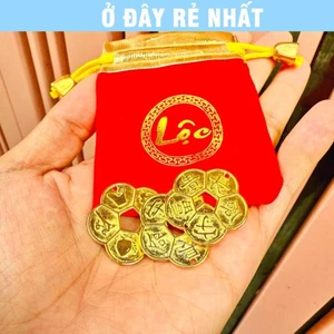 ⭐SẴN HÀNG⭐ (Size 3cm) Xu Hoa Mai 5 Cánh Mạ Vàng Giá Sỉ , có tùy chọn túi đỏ