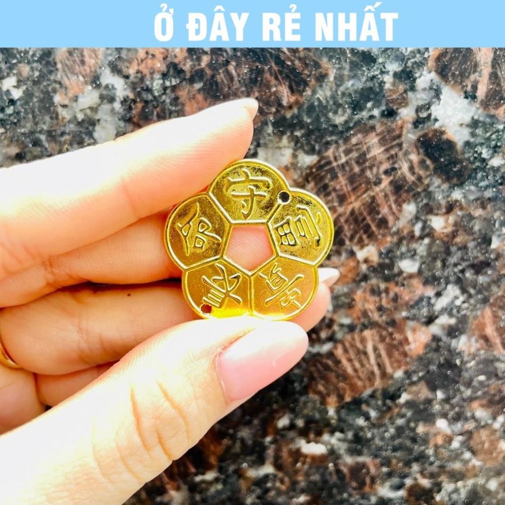 ⭐SẴN HÀNG⭐ (Size 3cm) Xu Hoa Mai 5 Cánh Mạ Vàng Giá Sỉ , có tùy chọn túi đỏ
