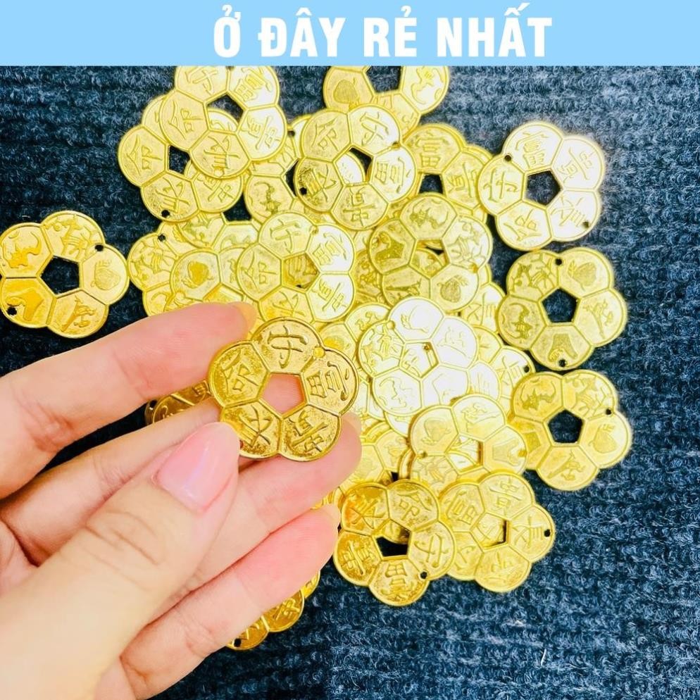 ⭐SẴN HÀNG⭐ (Size 3cm) Xu Hoa Mai 5 Cánh Mạ Vàng Giá Sỉ , có tùy chọn túi đỏ