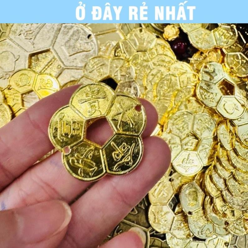 ⭐SẴN HÀNG⭐ (Size 3cm) Xu Hoa Mai 5 Cánh Mạ Vàng Giá Sỉ , có tùy chọn túi đỏ