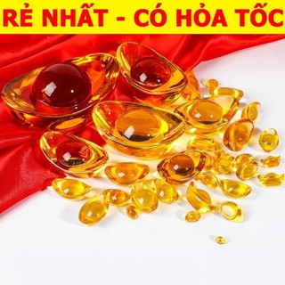 Thỏi Vàng Kim Nguyên Bảo Thủy Tinh Size Nhí 15mm - Thủy Tinh Trang Trí Phong Thủy