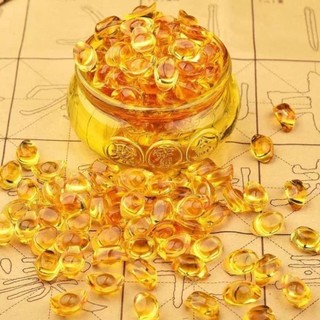 Túi 100 Thỏi Vàng Thủy Tinh Kim Nguyên Bảo Trong Suốt Chiêu Tài Lộc, Size Nhí 15mm, Trang Trí Phong Thủy